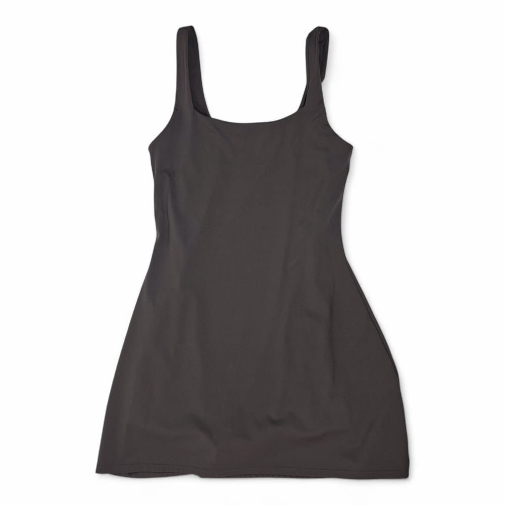 Adanola Ultimate Square Neck Tennis Dress Built In Shorts Warm Gray Womens Small